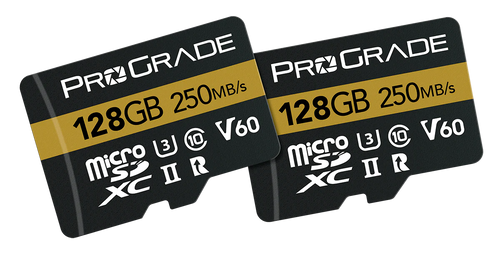 ProGrade Digital 128GB microSDXC UHS-II 250MB/s Gold Memory Card with Adapter 2 Pack - V60