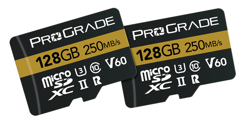 ProGrade Digital 128GB microSDXC UHS-II 250MB/s Gold Memory Card with Adapter (2 Pack) - V60