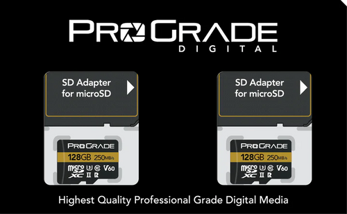 ProGrade Digital 128GB microSDXC UHS-II 250MB/s Gold Memory Card with Adapter (2 Pack) - V60