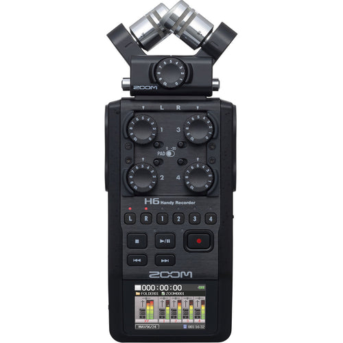 Zoom H6 All Black 6-Input / 6-Track Portable Handy Recorder with Single Mic Capsule (Black) - Second Hand