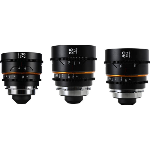 Laowa Nanomorph S35 Prime 3-Lens Bundle  (27mm, 35mm, 50mm) (Amber)