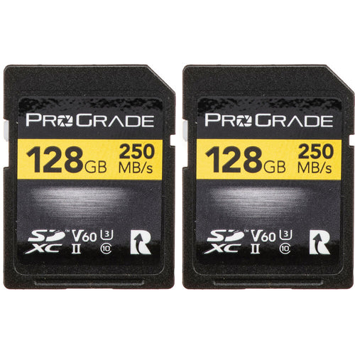 ProGrade Digital 128GB SDXC UHS-II 250MB/s Gold Memory Card 2 Pack - V60