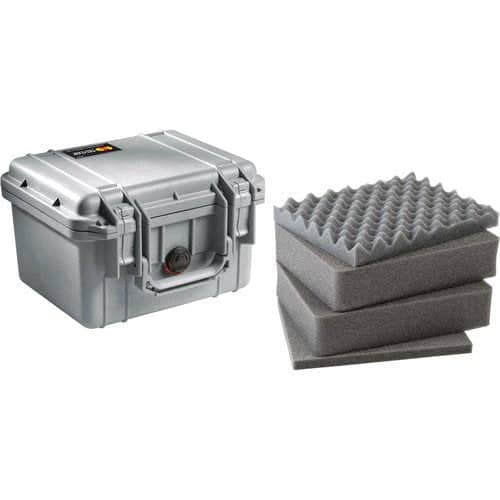 Pelican 1300 Case with Foam (Silver)