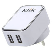 Klik Dual Port Usb Wall Charger 15W - White