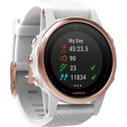 Garmin Fenix 5S Sports Watch with White Band (Sapphire Rose Gold)
