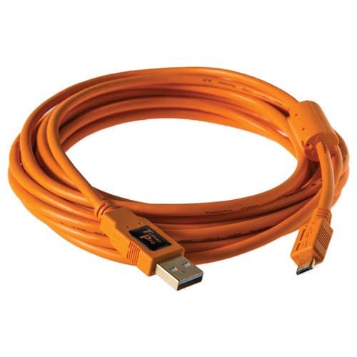 Tether Tools TetherPro USB 2 to Micro-B 5 Pin Cable 4.6m - Hi-Vis Orange