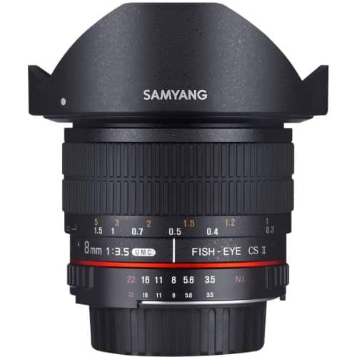 Samyang 8mm F3.5 Fisheye UMC II APS-C Nikon AE Camera Lens