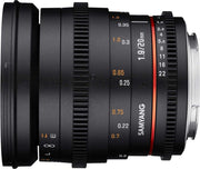 Samyang 20mm T1.9 VDSLR UMC II Canon EF Full Frame Video Lens
