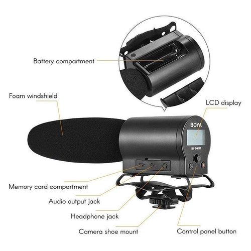 BOYA BY-DMR7 Shotgun Microphone with Integrated Flash Recorder