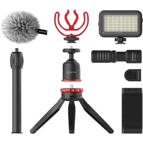 BOYA BY-VG350 Vlogging Kit 2 incl. Mini Tripod, BY-MM1+ Mic, LED Light & Cold Shoe Mount