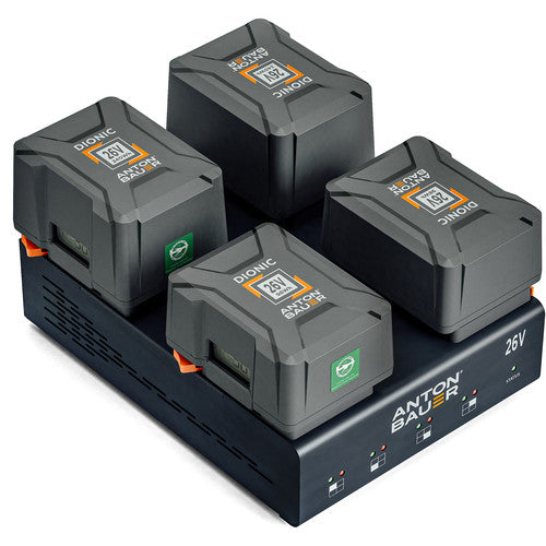Anton Bauer Charg LP4 Quad Gold Mount Plus Dual Voltage 26V & 14V multi-chemistry quad charger