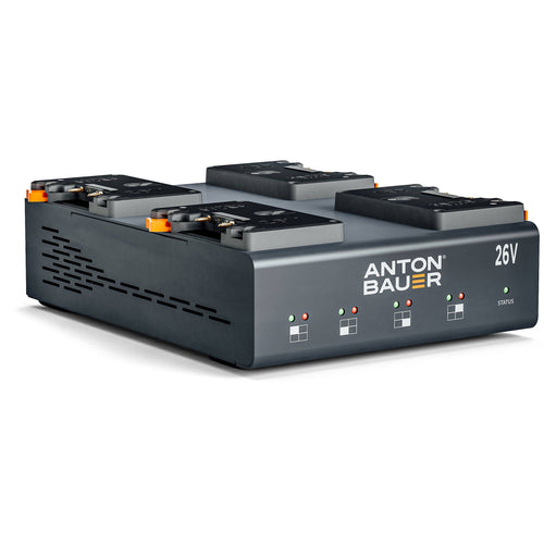 Anton Bauer Charg LP4 Quad Gold Mount Plus Dual Voltage 26V & 14V multi-chemistry quad charger
