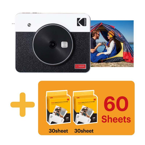 Kodak Instant Camera Mini Shot 3 Retro Cartridge Bundle - White