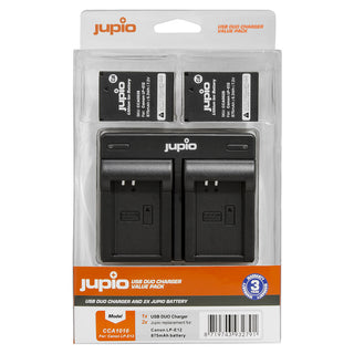 Jupio Kit: 2 x Canon LP-E12 875mAh Batteries + USB Dual Charger