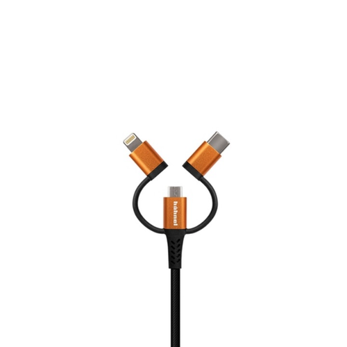Hahnel 3-in-1 Tough Lightning Cable for USB-C & Micro USB 2m