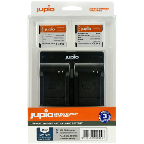 Jupio Kit: 2 x Panasonic DMW-BCM13E 1150mAh Batteries + USB Dual Charger