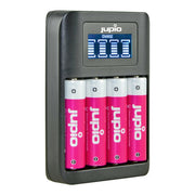 Jupio 4 Slot Rechargeable AA & AAA Batteries with USB Fast Charger & LCD Screen