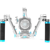 Kondor Blue Quick Release Rosette Hand Grip Set (Right and Left) + Dual Rod Clamp (Space Gray)