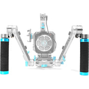 Kondor Blue Quick Release Rosette Hand Grip Set (Right and Left) + Dual Rod Clamp (Space Gray)