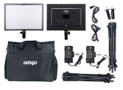 Nanlite LEDGO LUXPAD E268C twin LED light kit with batteries, stands and grids