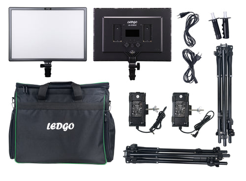 Nanlite LEDGO LUXPAD E268C twin LED light kit with batteries, stands and grids