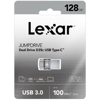 Lexar 128GB JumpDrive Dual Drive D35c USB 3.0 Type-C