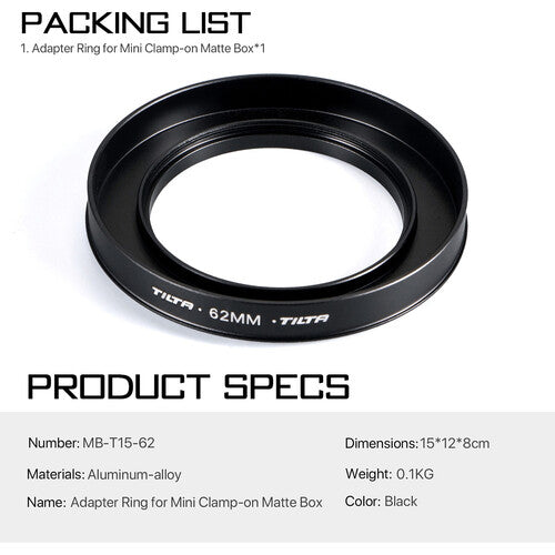 Tilta 62mm Lens Attachments for MB-T15 Mini Clamp-on Matte Box