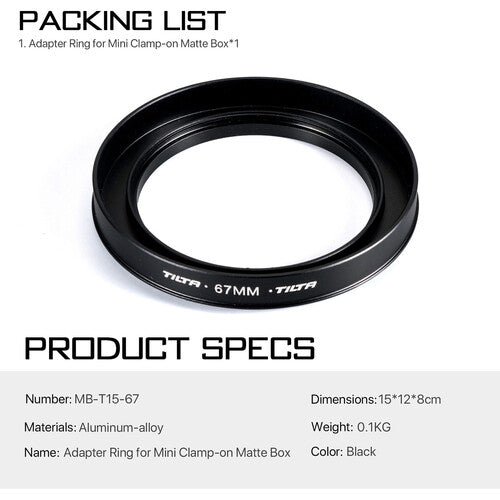 Tilta 67mm Lens Attachments for MB-T15 Mini Clamp-on Matte Box