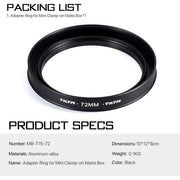 Tilta 72mm Lens Attachments for MB-T15 Mini Clamp-on Matte Box