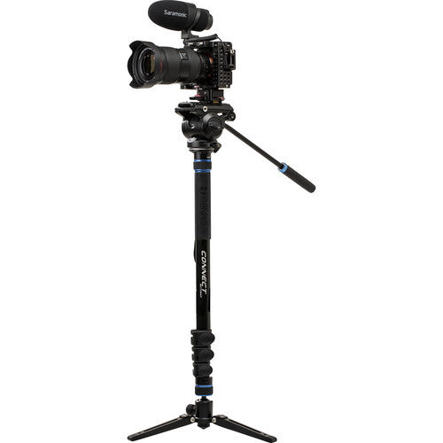 Benro Connect Video Aluminum Monopod with Flip Locks, 3-Leg Base, and S4 PRO Hea