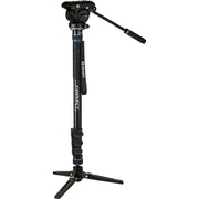 Benro Connect Video Aluminum Monopod with Flip Locks, 3-Leg Base, and S4 PRO Hea