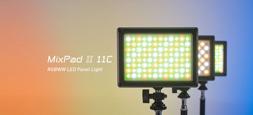 Nanlite Mixpad 11C Series II RGB on-camera LED light with NPF Battery and Charger