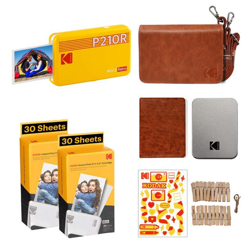Kodak Instant Camera Mini Shot 2 Retro Cartridge + Accessories Bundle - Yellow