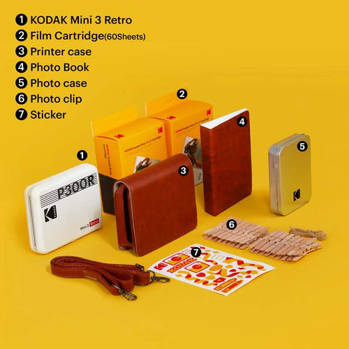 Kodak Instant Mini 3 Retro Cartridge + Accessories Bundle -  Black