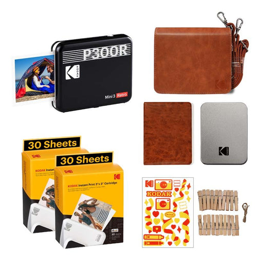 Kodak Instant Mini 3 Retro Cartridge + Accessories Bundle -  Black