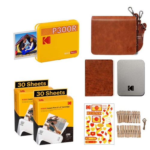 Kodak Instant Mini 3 Retro Cartridge + Accessories Bundle -  Yellow