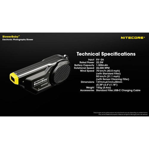 Nitecore BlowerBaby Rechargeable Cleaning Blower for Cameras & Electronics