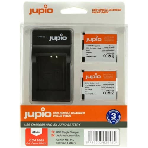 Jupio 2x NB-11L Battery Kit (700mAh) Includes USB Single Charger