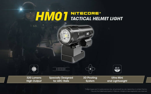Nitecore HM01 lightweight 320 lumen tactical helmet light