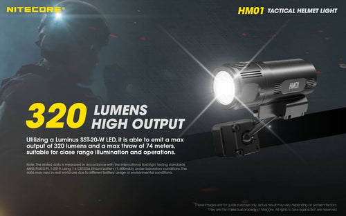 Nitecore HM01 lightweight 320 lumen tactical helmet light