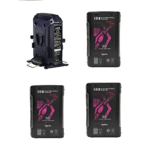 IDX 3x ID-CUE-H90 Batteries and 1x VL-2X 2-Channel Sequential Quick Charger