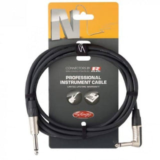 Stagg Instrument Cable Male Jack to Male Jack L Shaped - 3m/10ft