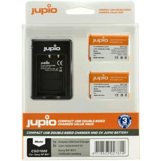 Jupio 2x NP-BX1 Battery Kit (1250mAh) Includes Compact USB Double-Sided Charger