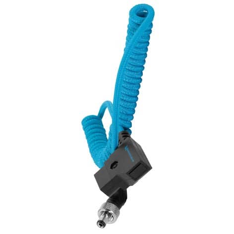 Kondor Blue Coiled D-Tap to Locking DC 2.1mm Right Angle Cable