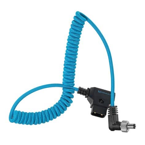 Kondor Blue Coiled D-Tap to Locking DC 2.1mm Right Angle Cable