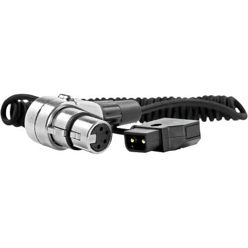 Kondor Blue D-Tap to 4 Pin XLR Female Right Angle Adapter Power Coiled Cable for Blackmagic URSA Mini Pro
