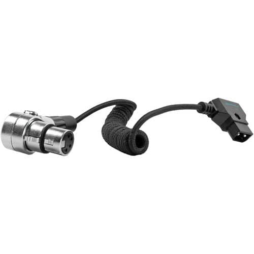Kondor Blue D-Tap to 4 Pin XLR Female Right Angle Adapter Power Coiled Cable for Blackmagic URSA Mini Pro