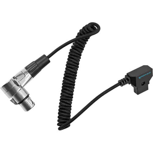 Kondor Blue D-Tap to 4 Pin XLR Female Right Angle Adapter Power Coiled Cable for Blackmagic URSA Mini Pro