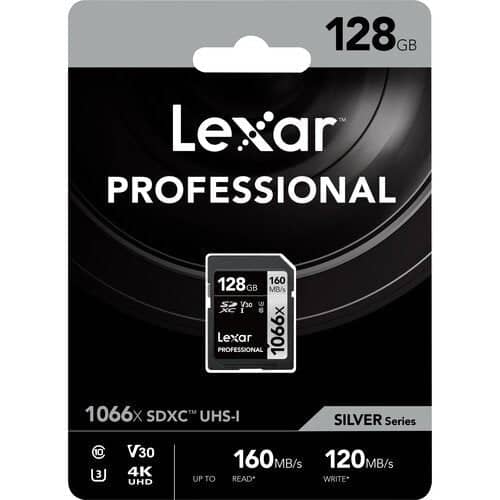 Lexar Professional Silver 128GB SDXC 160MB/s UHS-I Memory Card - V30