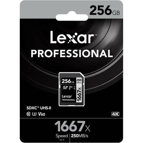 Lexar Professional Silver 256GB SDXC 250MB/s UHS-II Memory Card - V60
